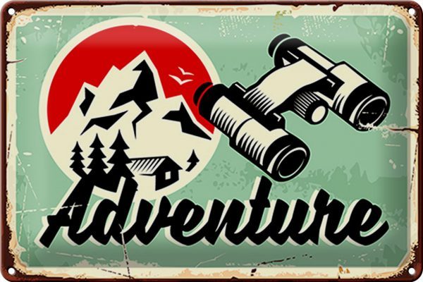 Schild Blech Retro -Made in Germany- 30x20cm Adventure Abenteuer Outdoor Metall Deko Blechschild