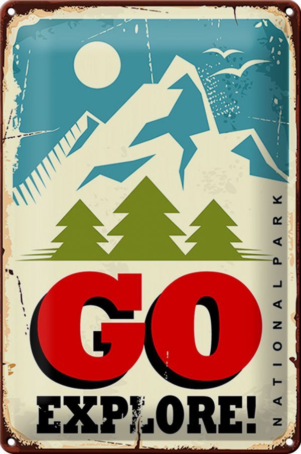 Schild Blech Retro -Made in Germany- 20x30cm National Park go explore Metall Deko Blechschild