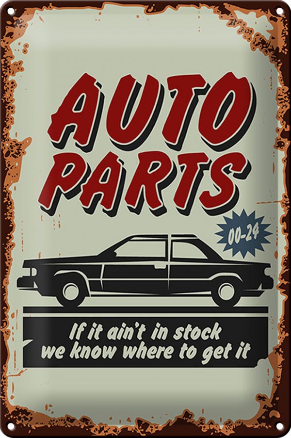 Schild Blech Retro 20x30cm -Made in Germany- Auto Parts Teile Service Metall Deko Blechschild