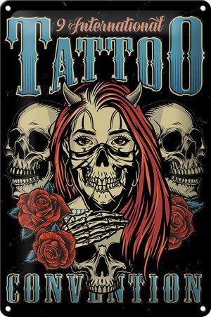 Schild Blech Tattoo 20x30cm -Made in Germany- International Tatoo