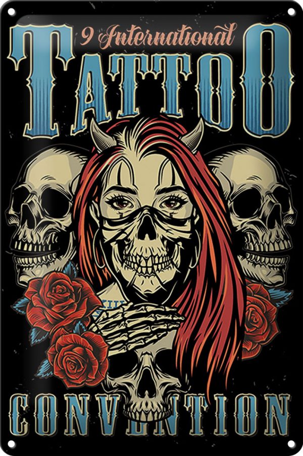 Schild Blech Tattoo 20x30cm -Made in Germany- International Tatoo