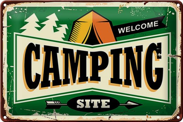 Schild Blech Retro -Made in Germany- 30x20cm Camping welcome Metall Deko Blechschild