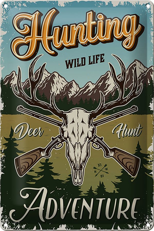 Schild Blech Jagd 20x30cm -Made in Germany- Hunting wild life adventure