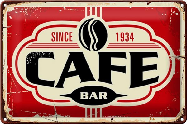 Schild Blech Retro -Made in Germany- 30x20cm Cafe bar Kaffee since 1934 Metall Deko Blechschild