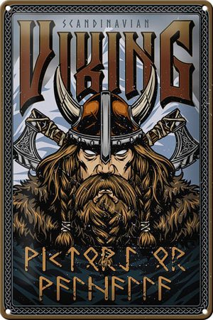 Schild Blech Wikinger 20x30cm -Made in Germany- Scandinavian Vikings Deco
