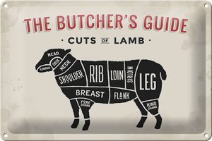 Schild Blech -Made in Germany- Lamm 30x20cm Lamb cuts Metzgerei Fleisch Metall Deko Blechschild
