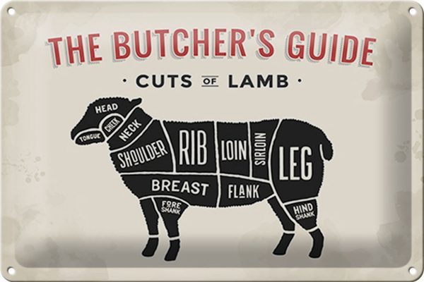 Schild Blech -Made in Germany- Lamm 30x20cm Lamb cuts Metzgerei Fleisch Metall Deko Blechschild