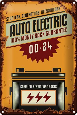 Schild Blech Retro -Made in Germany- 20x30cm Auto Electric 00-24 service parts Metall Deko Blechschild
