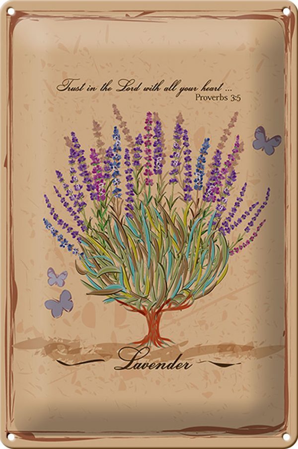 Schild Blech -Made in Germany- Lavendel 20x30cm trust in the lord with all Metall Deko Blechschild