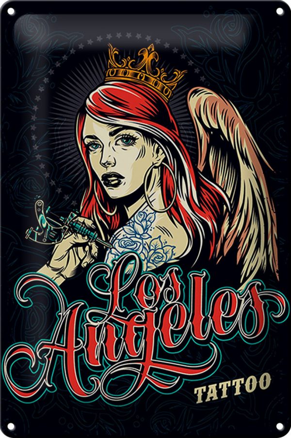 Schild Blech Pinup -Made in Germany- 20x30cm Tattoo Los Angeles Metall Deko Blechschild