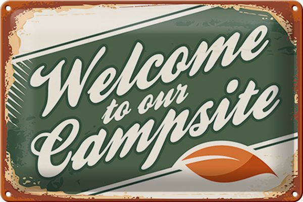 Schild Blech -Made in Germany- Camping 30x20cm welcome to our Campsite Metall Deko Blechschild