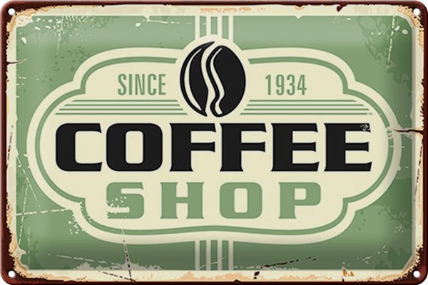 Schild Blech -Made in Germany- Kaffee 30x20cm Coffee Shop since 1934 Metall Deko Blechschild