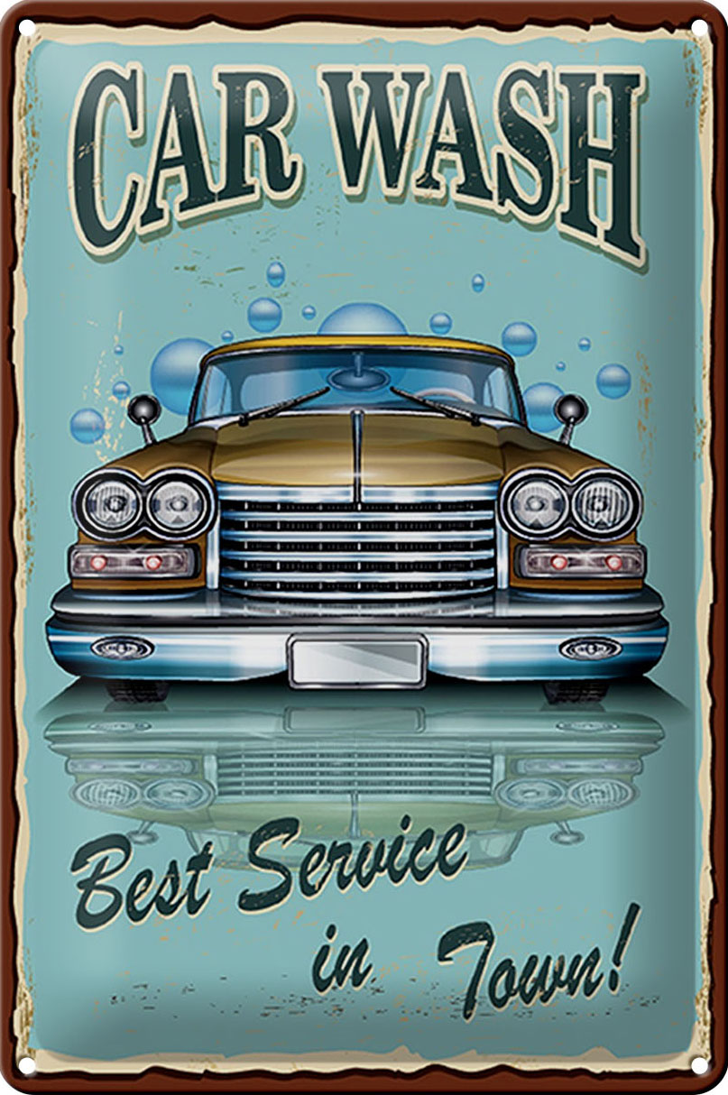Schild Blech -Made in Germany- Car Wash 20x30cm best service in town vintage Metall Deko Blechschild