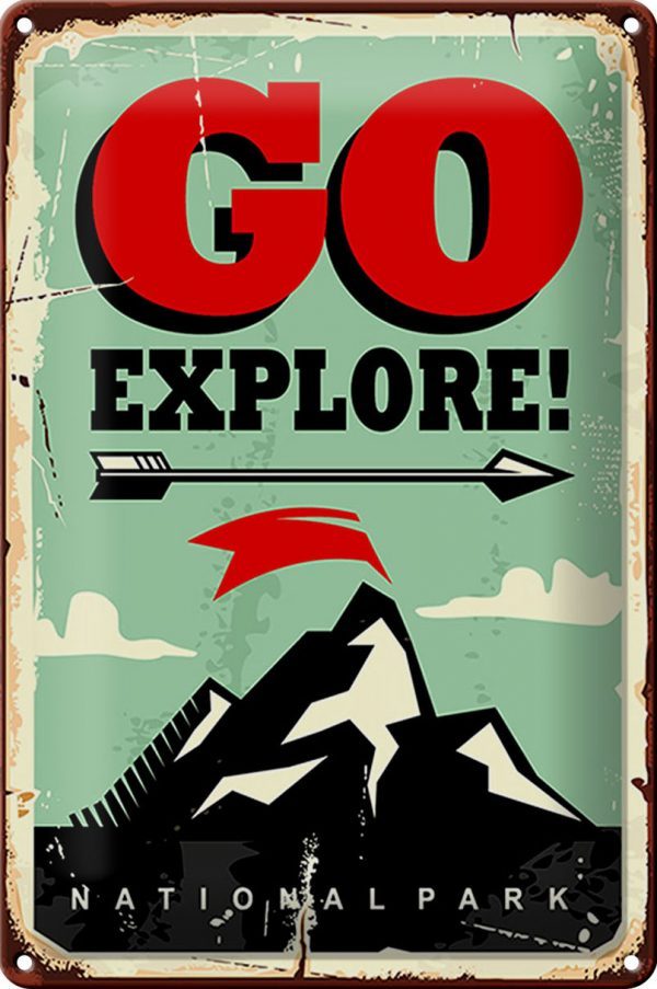 Schild Blech Retro -Made in Germany- 20x30cm National Park go explore Metall Deko Blechschild