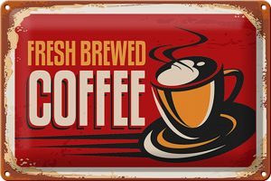 Schild Blech -Made in Germany- Kaffee 30x20cm Retro Coffee fresh brewed Metall Deko Blechschild