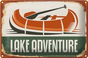 Schild Blech Retro -Made in Germany- 30x20cm lake adventure Outdoor Metall Deko Blechschild