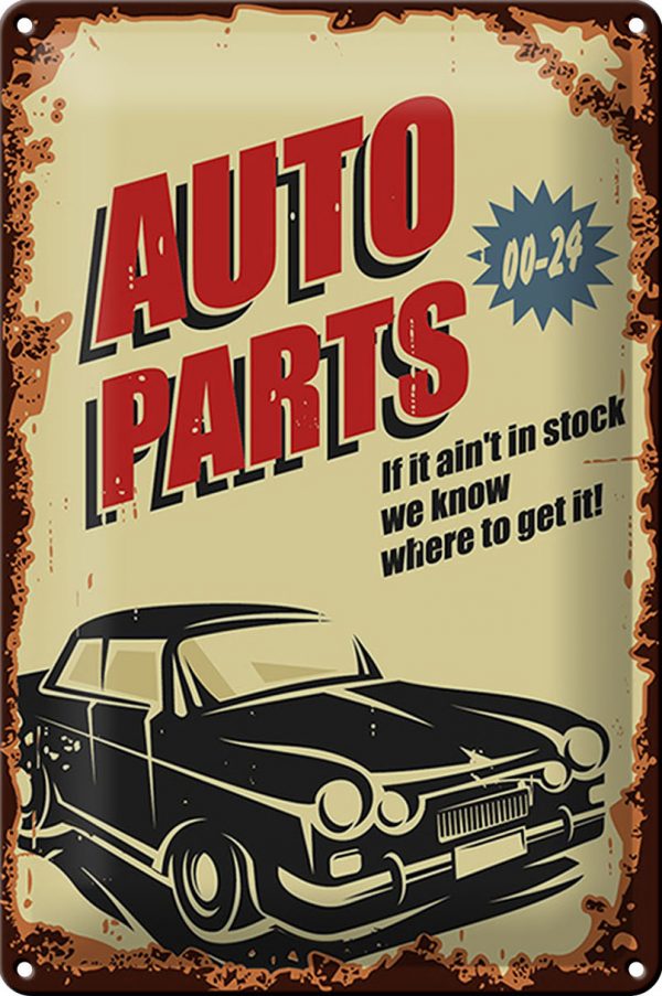 Schild Blech Retro -Made in Germany- 20x30cm Auto Parts 00-24 Service Metall Deko Blechschild