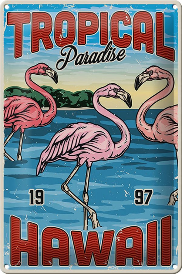 Schild Blech Retro 20x30cm -Made in Germany- Tropical Paradise Hawaii