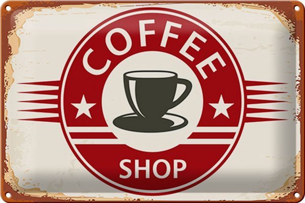 Schild Blech Retro 30x20cm -Made in Germany- Coffee Shop Kaffee Tasse