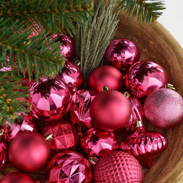 Weihnachtskugel-Set – 60 Stück – Ø7 cm – unzerbrechlich – Fuchsia – Bild 2