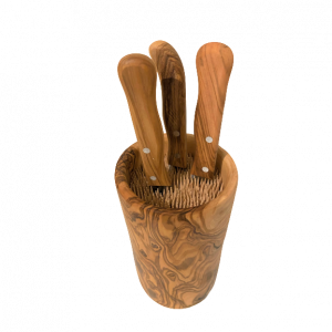 Messerblock DESIGN RUND aus Olivenholz