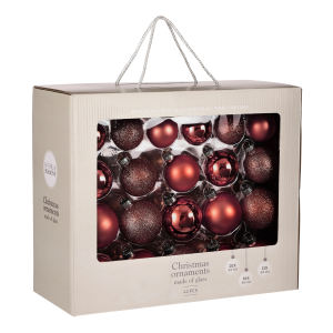 Weihnachtskugel-Set – 42 Stück – Ø7 cm – Glas – Dunkelrot