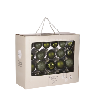 Weihnachtskugel-Set – 42 Stück – Ø7 cm – Glas – Dunkelgrün