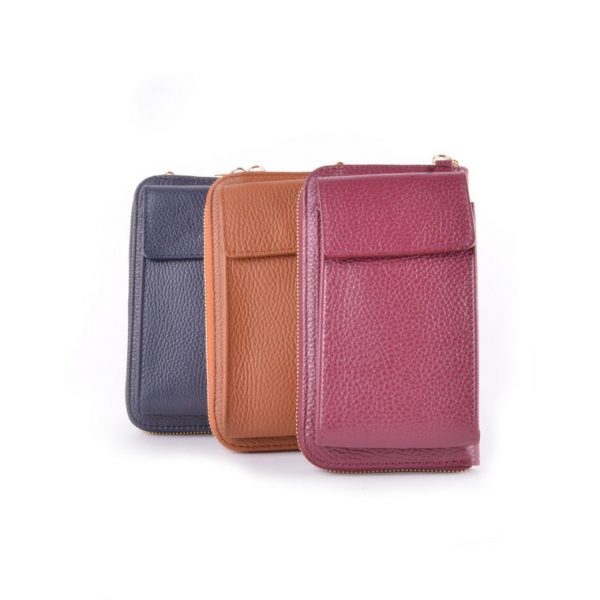 Ledergeldbörse / Handytasche gold – Bild 2