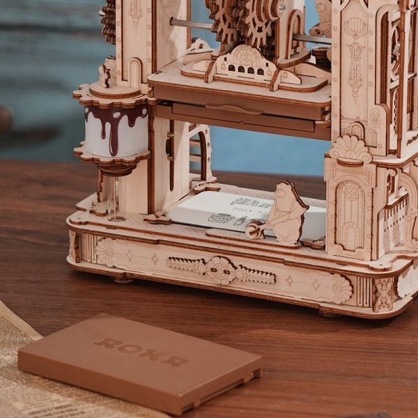 Robotime 3D-Holzpuzzle, klassische Druckmaschine, LK602, 21,5 x 14,5 x 27 cm – Bild 10