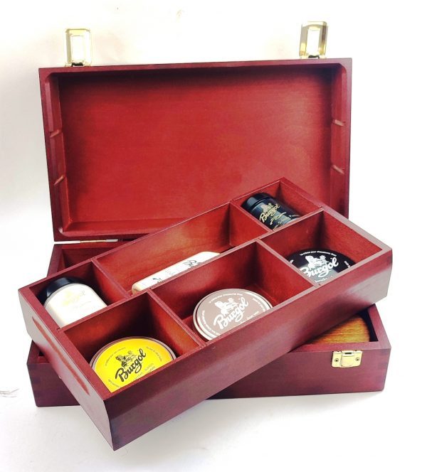 Hebold Schuhputzkasten "Schuhmacherei" – Hochwertiger Holzschuhputzkasten mit Profi-Schuhpflegemitteln, edles Accessoire aus Echtholz, perfekte Geschenkidee für Männer, Made in Germany, inkl. Schuhpflegmittel 15-teilig – Bild 8