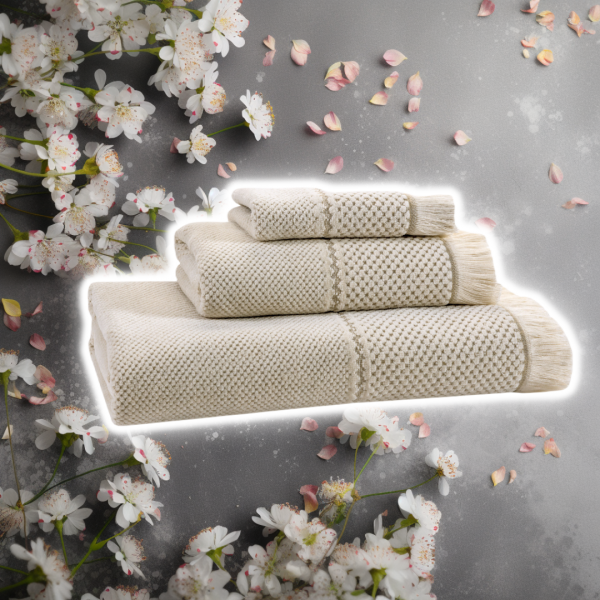 Devilla Jacquard Handtuch Set mit 3 Tüchern und Geschenkverpackung Farbe Leinen – Bild 3
