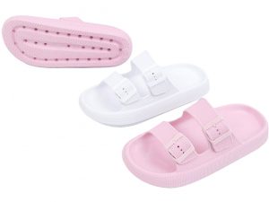 Viva Soft Slipper Badeschuhe Damen Fußbett Pantolette uni Größen 36-41