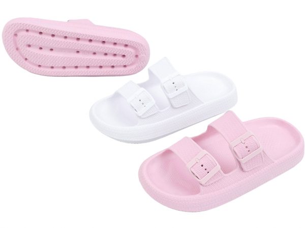 Viva Soft Slipper Badeschuhe Damen Fußbett Pantolette uni Größen 36-41