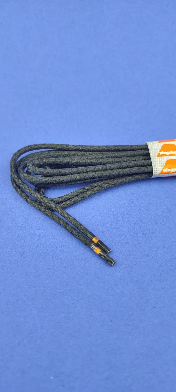 Ringelspitz Schnürsenkel Kordel dünn gewachst 90 cm Schwarz – Bild 4