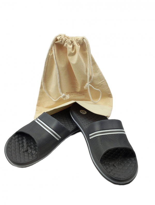 Hebold FlexiComfort Badeschlappen Herren Badepantolette Badelatschen mit Baumwolbeutel zur Aufbewahrung – Bild 3