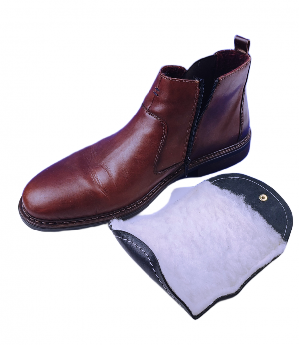 Saphir Polierhandschuh aus Leder mit Lammfell – Bild 3