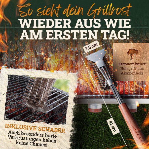 Premium Grillbesteck-Set aus Edelstahl mit Akazienholz-Griff – Bild 4