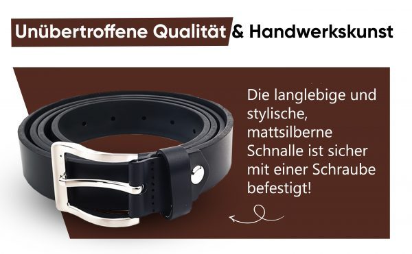 Hebold Sattlerei Wechsel-Gürtel aus Vollrindleder ohne Schließe und Baumwollbeutel Öko-Tex Standard100 4,0 cm mit Schrauben zum Länge Kürzen – Bild 11