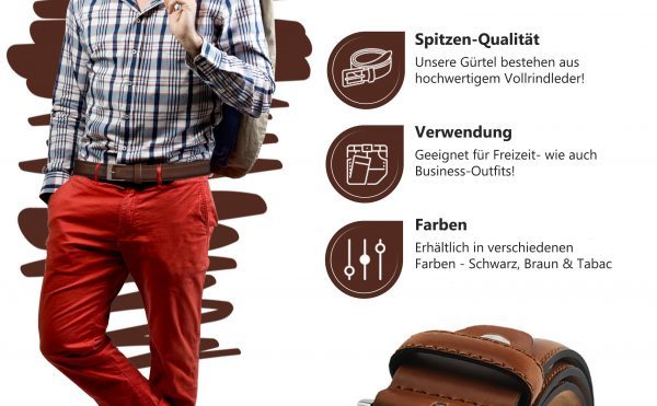 Hebold Sattlerei Wechsel-Gürtel aus Vollrindleder ohne Schließe und Baumwollbeutel Öko-Tex Standard100 4,0 cm mit Schrauben zum Länge Kürzen – Bild 14