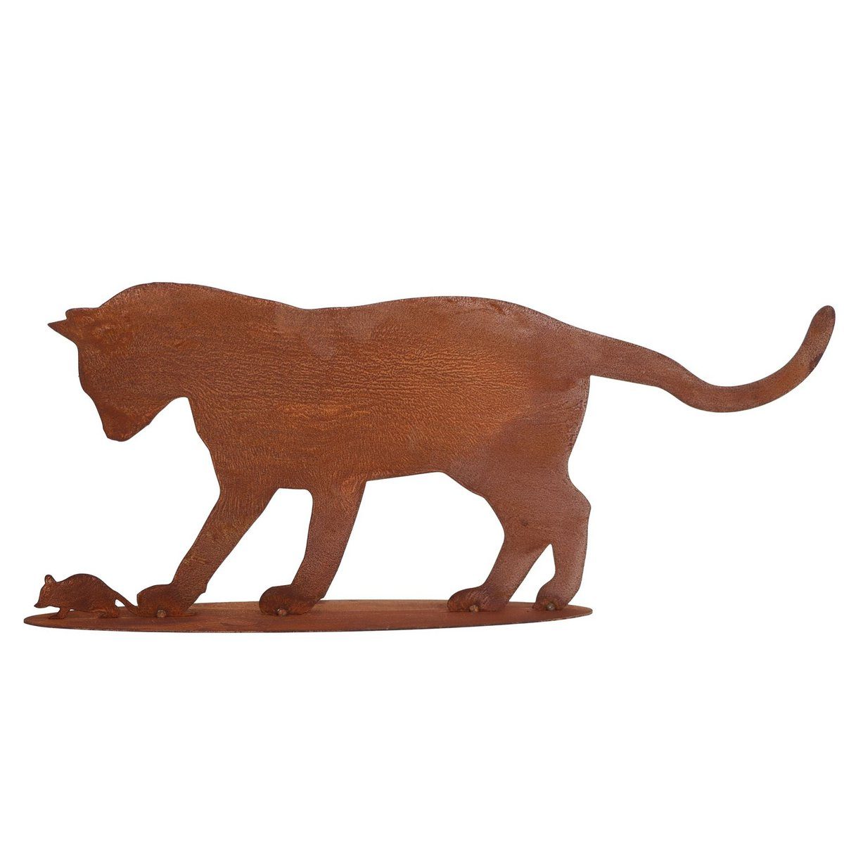 Edelrost Katze mit Maus | auf Bodenplatte | Shabby Chic Metalldeko – Bild 3
