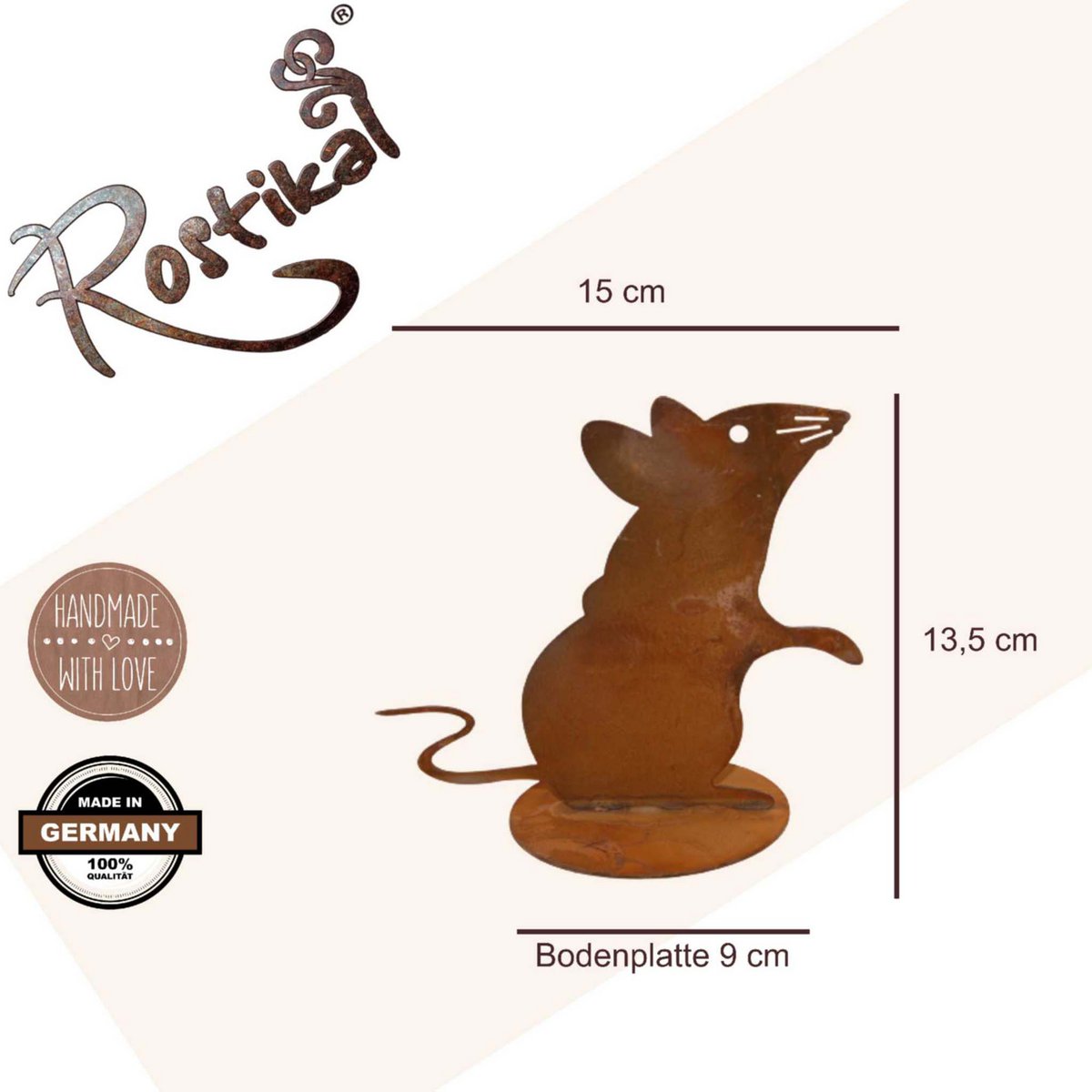 Freche Metalldeko Maus im Edelrost Design | Gartendeko Rost Figur – Bild 3