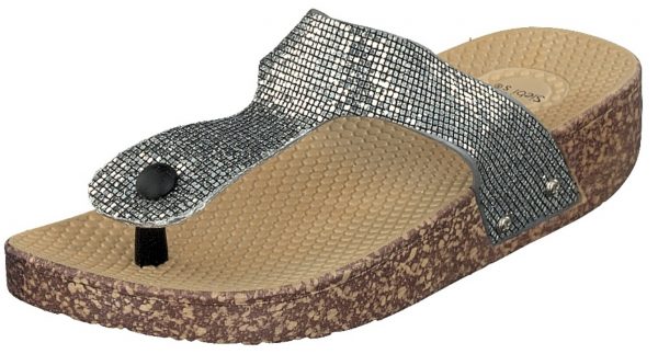 Siebi's ELBA Flip  Badeschuh und Freizeitschuhe Damen Zehentrenner mit Kork-Optik – Bild 21