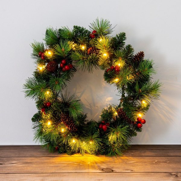 LED-Weihnachtskranz "NOEL" Außen-Deko aus Metall und Kunststoff in Grün und Gold, mit fest verbauten LEDs – Bild 6