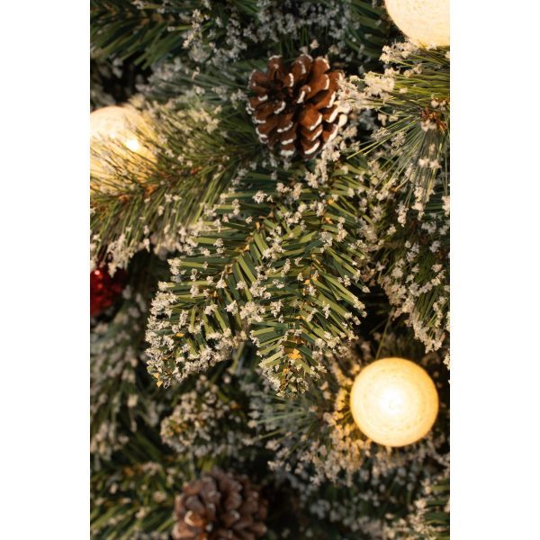 Kaprun Künstlicher Weihnachtsbaum aus Jute mit LED-Beleuchtung – H60 x Ø39 cm – Grün gefrostet, Rot – Bild 4