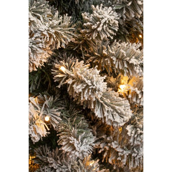 Schmaler künstlicher Weihnachtsbaum von Charlton mit warmweißer LED-Beleuchtung – H185 x Ø53 cm – Grün gefrostet – Bild 3