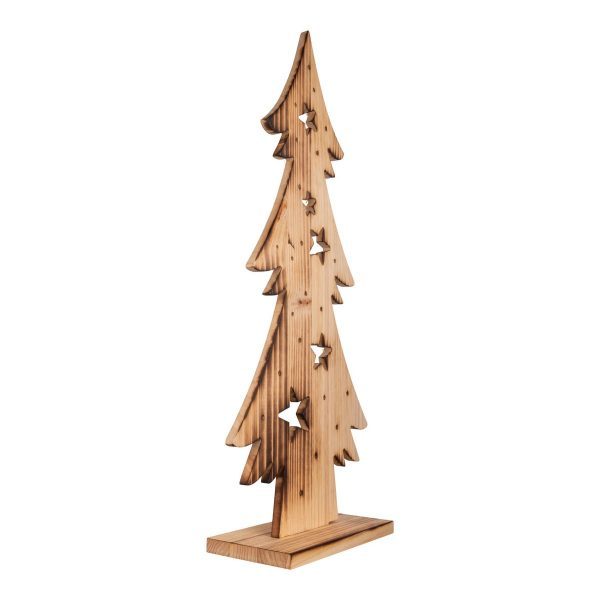 LED-Holz-Dekoleuchte "TANNENBAUM" groß, aus naturbelassenem Holz mit festverbauten LEDs, Weihnachtsdekoration für Außen – Bild 4