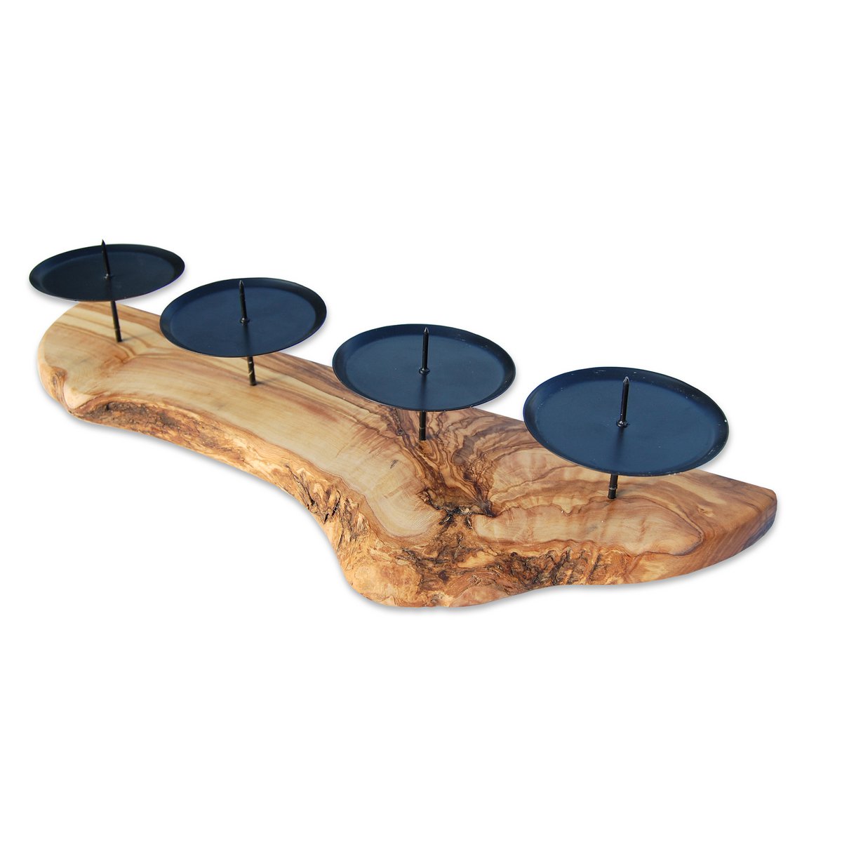 4er Kerzenhalter ADVENT-rustikal aus Olivenholz – Bild 3