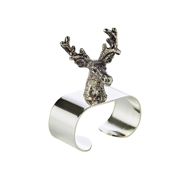 EDZARD 4er Set Serviettenringe Hirsch, edel versilbert, Länge 5 cm – Bild 2