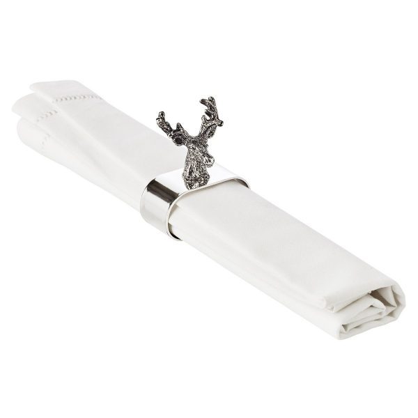 EDZARD 4er Set Serviettenringe Hirsch, edel versilbert, Länge 5 cm – Bild 4