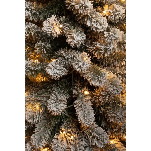 Schmaler künstlicher Weihnachtsbaum von Charlton mit warmweißer LED-Beleuchtung – H185 x Ø53 cm – Grün gefrostet – Bild 2